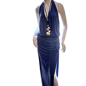 Size Large YFB Young Fabulous & Broke Birdseye Asymmetric Maxi Dress Racerback